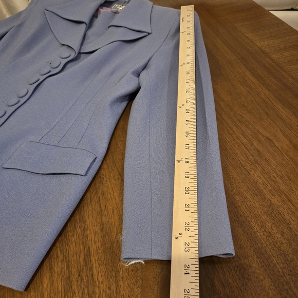 Dusty Blue Nicole Taylor Woman's Wool Suit Size 12 - Picture 13 of 16